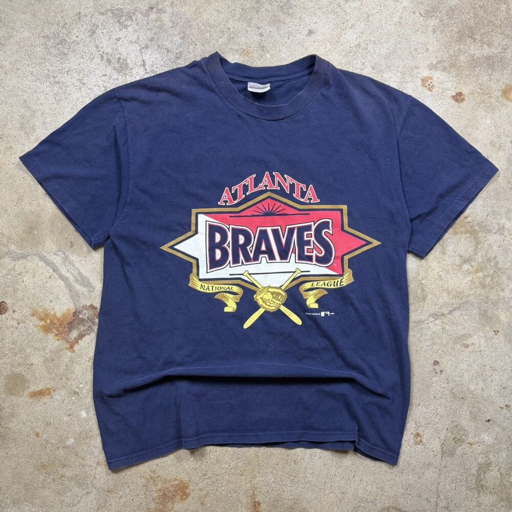 VTG 1995 MLB Atlanta Braves Baseball Shirt Size L